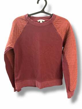 L.L.Bean Signature Women's XXS Burgundy Quilted Raglan Sleeve Sweatshirt